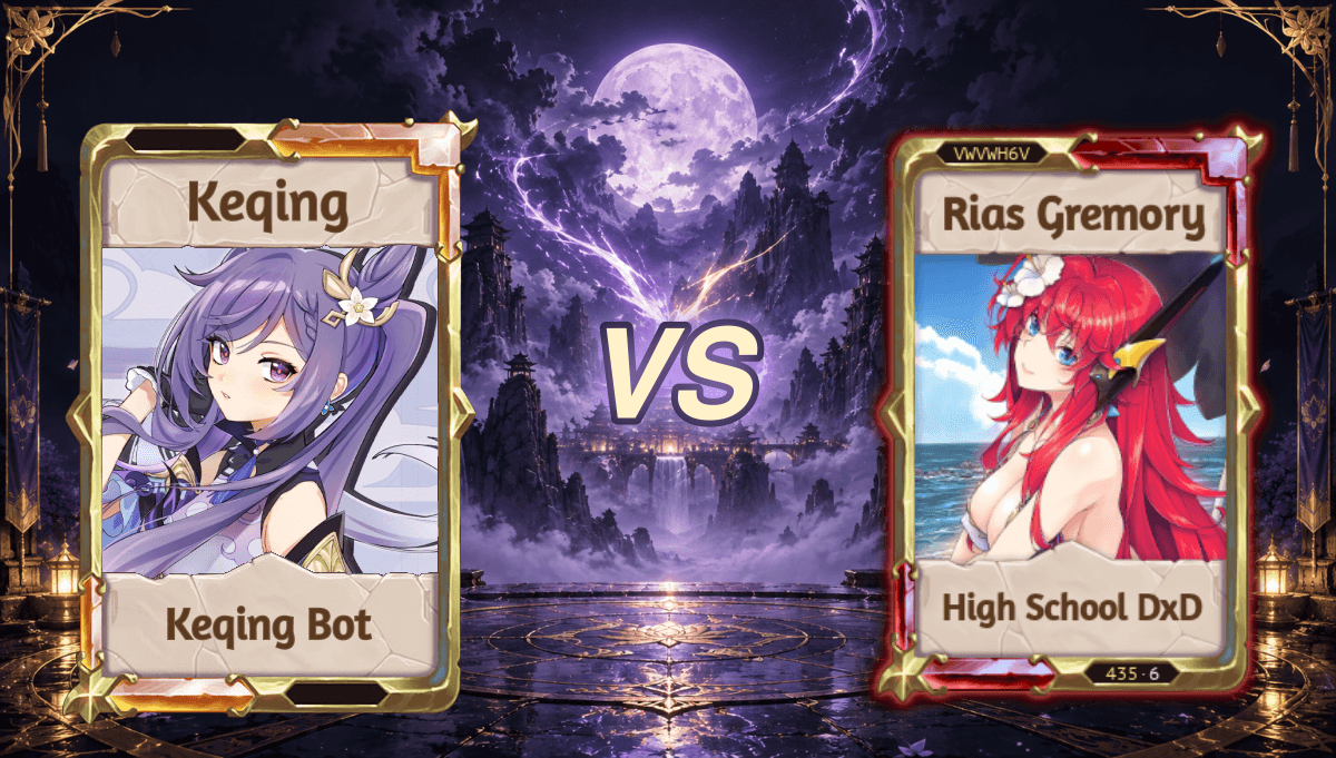Keqing against Rias Gremory on a server's own background